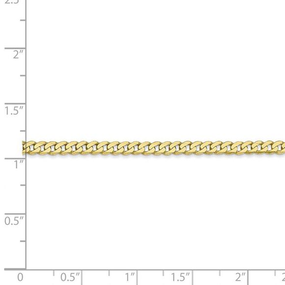 2.9mm 10k Yellow Gold Flat Beveled Curb Chain Necklace, 24 Inch